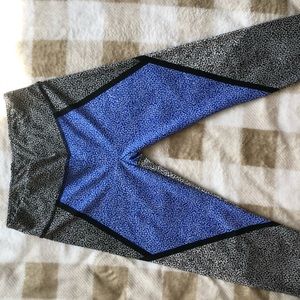 Blue and black leggings